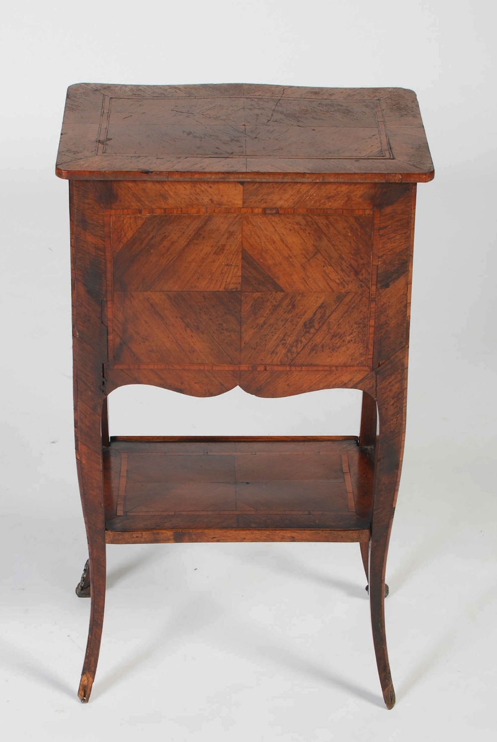 A late 19th century French kingwood occasional table, the shaped rectangular top above three shallow - Image 5 of 6