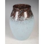 A Monart vase, shape MF, mottled purple and blue glass with gold coloured inclusions, 20.5cm high.