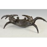 A Japanese bronze model of a crab, Meiji Period, signed, 47.5cm wide x 16cm high.