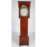 A 19th century mahogany and chequer lined longcase clock, R. Somerville, Glasgow, the enamel dial