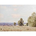 George Houston RSA RSW RI (1869-1947) Summer landscape with distant snow capped peaks oil on canvas,