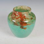 A Monart vase, shape A, mottled green and orange with gold coloured inclusions, 17cm high.