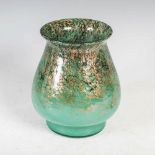 A Monart vase, shape RA, mottled black and green glass with gold coloured inclusions, bearing