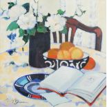 AR Margaret McGavin RSW (b.1924) Table top with roses acrylic on board, signed lower left