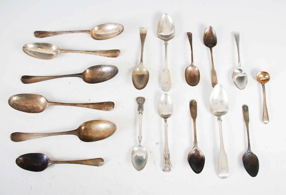 A collection of assorted 18th century and later silver flatware, various dates, makers and place,