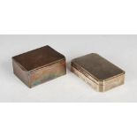 Two George V silver cigarette boxes, one Birmingham, 1915, makers mark of HM, of rectangular form