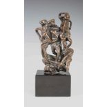 Abbott Pattison (American 1916-1999) Three figures and dog bronze, signed in the bronze on