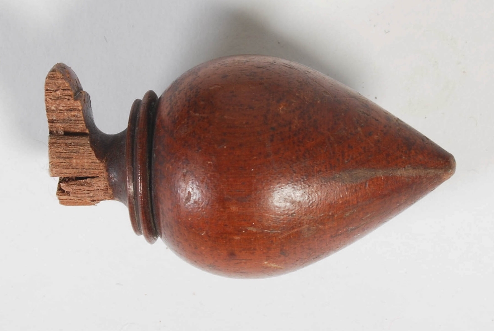 A pair of 19th century mahogany curtain poles and rings, the circular end with faux stud detail, - Image 5 of 5