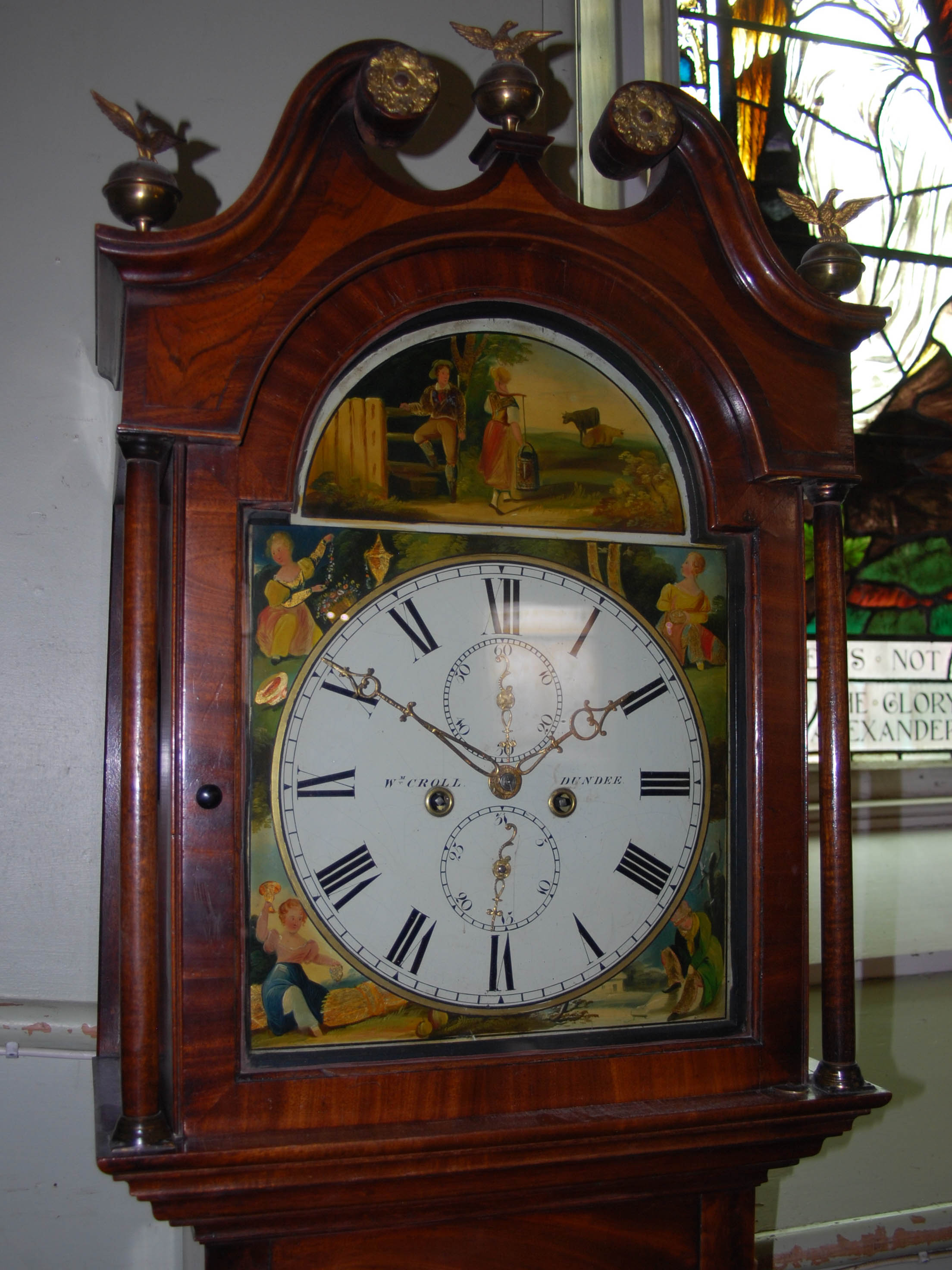 A 19th Century mahogany longcase clock, W.M.CROLL, DUNDEE, the enamel dial with Roman numerals, - Image 2 of 6