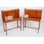 A pair of late 19th/ early 20th century mahogany, marquetry inlaid and boxwood lined bonheur-du-