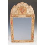 A late 19th/ early 20th century silvered wood wall mirror in the Queen Anne style, the frame set