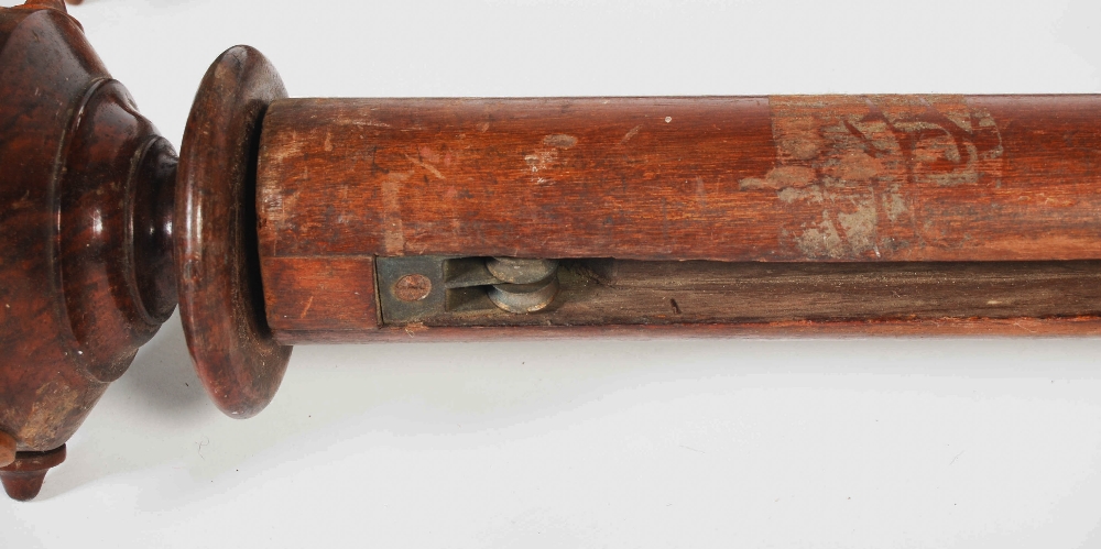 A pair of 19th century mahogany curtain poles and rings, the circular end with faux stud detail, - Image 3 of 5