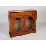 A Victorian walnut and gilt metal mounted credenza, the rectangular top and plain frieze above two