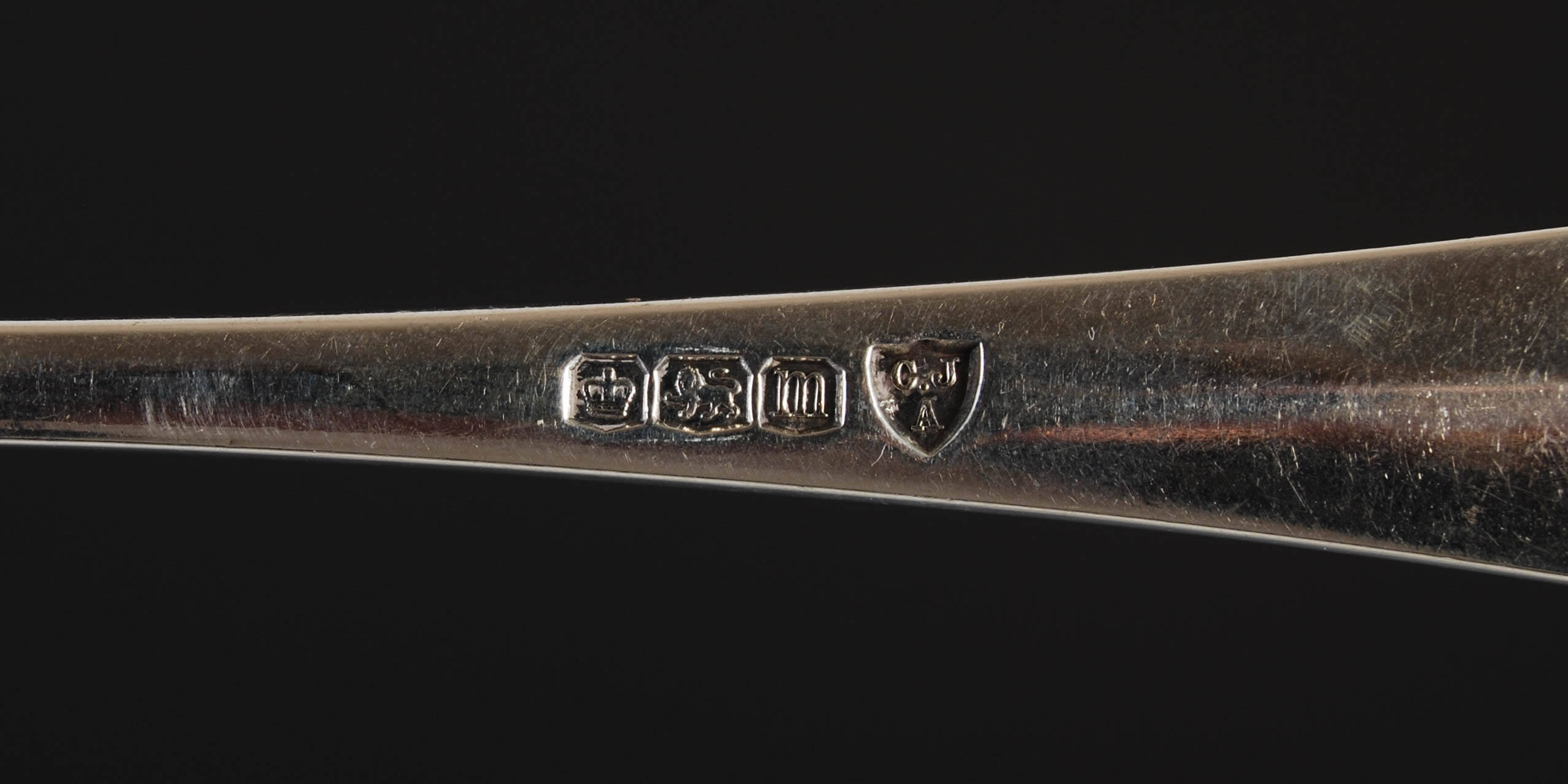 A suite of silver flatware, Sheffield, 1929, makers mark of C.J over A, Hanoverian pattern, engraved - Image 3 of 3