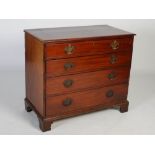 A 19th century mahogany, boxwood and ebony strung chest, the rectangular top with inlaid line detail