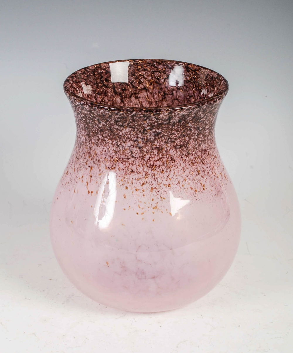 A Monart vase, shape SA, mottled purple and pink glass with gold coloured inclusions, bearing - Image 2 of 5