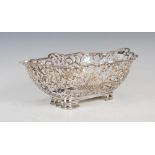 A George V silver basket, London, 1911, maker's mark of of Mappin & Webb, of rectangular form,