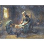 Bernard De Hoog (Dutch, 1867-1943) Feeding time oil on canvas, signed lower right 93.5cm x 123.5cm