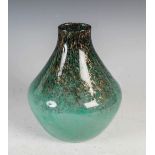 A Monart vase, shape KC, mottled black and green glass with gold coloured inclusions, 22cm high.
