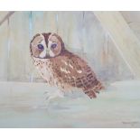 AR Ralston Gudgeon RSW (1910-1984) Tawny Owl watercolour, signed lower right 45cm x 55cm