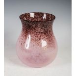 A Monart vase, shape SA, mottled purple and pink glass with gold coloured inclusions, bearing