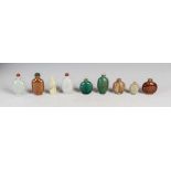 A collection of nine Chinese porcelain snuff bottles, Qing Dynasty and later, to include; a