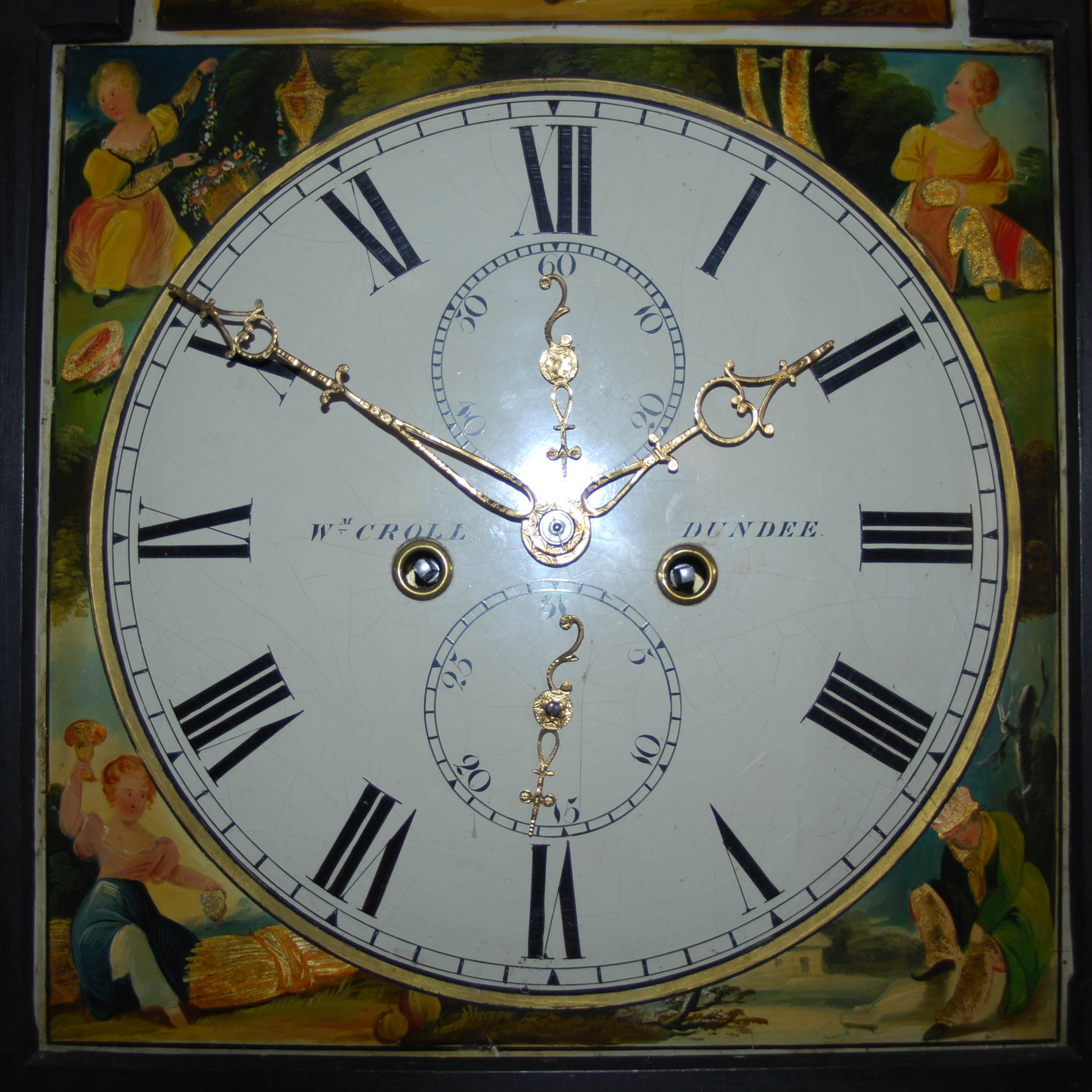 A 19th Century mahogany longcase clock, W.M.CROLL, DUNDEE, the enamel dial with Roman numerals, - Image 3 of 6