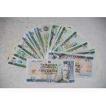 A COLLECTION OF ASSORTED BANK NOTES TO INCLUDE THREE ROYAL BANK OF SCOTLAND £5 NOTES, ONE