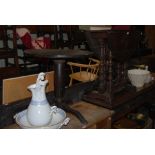 LATE 19TH CENTURY OAK DROP LEAF TABLE, A CIRCULAR OCCASIONAL TABLE WITH COLUMN AND TRIPOD BASE