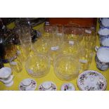 COLLECTION OF ASSORTED ETCHED GLASSWARE TO INCLUDE FINGER BOWLS AND TUMBLERS.