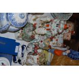 COLLECTION OF ASSORTED PASTILLE BURNERS TO INCLUDE A PAIR OF RECUMBENT POTTERY DALMATIAN FIGURE