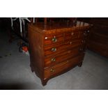 19TH CENTURY MAHOGANY AND BOXWOOD LINED CHEST OF THREE SHORT OVER THREE LONG GRADUATED DRAWERS