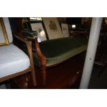 AN EDWARDIAN MAHOGANY PARLOUR SUITE COMPRISING GREEN VELVET UPHOLSTERED SOFA AND TWO MATCHING TUB