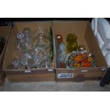 TWO BOXES OF ASSORTED GLASSWARE.