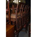 SET OF SIX GEORGE III MAHOGANY DINING CHAIRS WITH LEATHER STUDDED UPHOLSTERED SEATS, THE RECTANGULAR