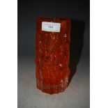GEOFFREY BAXTER FOR WHITEFRIARS - AN ORANGE AND CLEAR GLASS BARK VASE