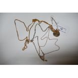9CT GOLD NECKLACE, PART YELLOW METAL CHAIN STAMPED '9C', YELLOW METAL NECKLACE STAMPED '9CT', AND