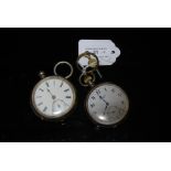 A LONDON SILVER CASED OPEN-FACED POCKET WATCH BY 'J.W. BENSON, LONDON' THE BLACK AND WHITE ENAMEL