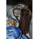 COLLECTION OF ASSORTED ITEMS TO INCLUDE ART NOUVEAU COPPER FLAGON, HUMMEL DOUBLE FIGURE OF BOY AND