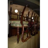 THREE ASSORTED PAIRS OF 19TH CENTURY SIDE CHAIRS TOGETHER WITH A SINGLE MAHOGANY BALLOON BACK CHAIR