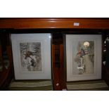 FOUR COLOURED ETCHINGS AFTER HENRY WILKINSON, TWO FOX HUNTING AND TWO SHOOTING, EDITIONED AND