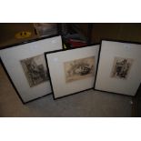 GROUP OF THREE ETCHINGS TO INCLUDE ALEX R. GIBSON - BIG HOUSE CLOSE, EDINBURGH, ROBERT EADIE - THE