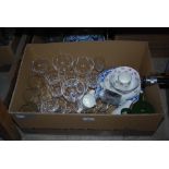 BOX - ASSORTED CERAMICS AND GLASSWARE