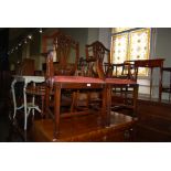 SET OF FOUR MAHOGANY HEPPLEWHITE STYLE DINING CHAIRS COMPRISING TWO CARVERS AND TWO SIDE CHAIRS