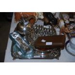 COLLECTION OF ASSORTED EP-WARE TO INCLUDE SQUARE SHAPED TRAY, PIERCED BASKET, JERSEY CREAM JUG,