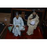 TWO CHINESE PORCELAIN CRACKLE GLAZED FIGURES, SCHOLAR AND POET