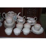 EARLY 19TH CENTURY NEWHALL TEASET, PATTERN NO. 195 COMPRISING TEAPOT AND COVER, EIGHT TEA-BOWLS