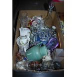 BOX - ASSORTED CERAMICS AND GLASSWARE