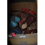 BOX OF ASSORTED VINTAGE CHILDREN'S SHOES.