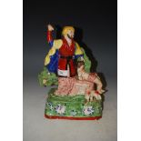 STAFFORDSHIRE POTTERY FIGURE GROUP OF ABRAHAM OFFERING UP ISAAC